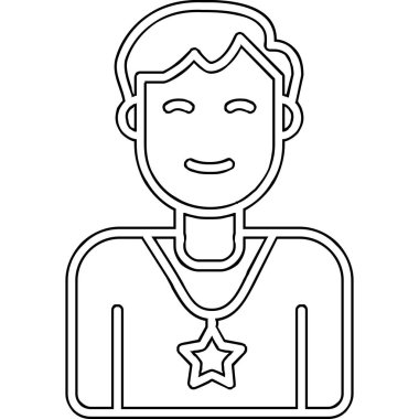 Yıldızlı erkek avatar. Web simgesi basit illüstrasyon 