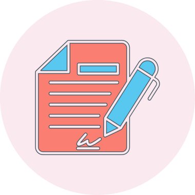 Sözleşme simgesi imzalama, basit vektör illüstrasyonu