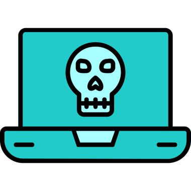 Laptop vektör çiziminde ölü kafatası simgesi
