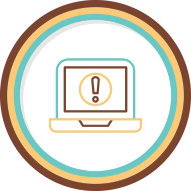 Dizüstü bilgisayar ekranında ünlem işareti, vektör illüstrasyonu basit tasarım