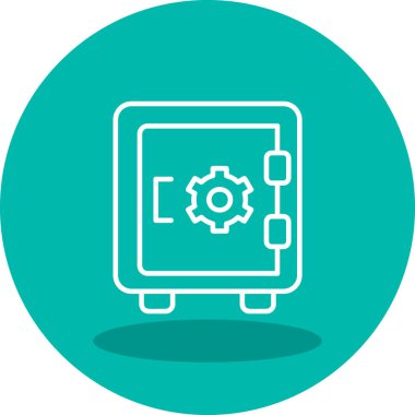 Dolap, güvenli, Vector Line Illustration. İş ve Finans simgesi.