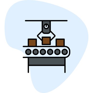 Üretim süreci simgesi, vektör illüstrasyonu basit tasarım