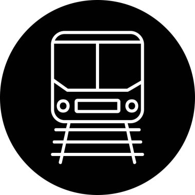 Demiryolu raylarındaki tren simgesi, vektör illüstrasyonu 
