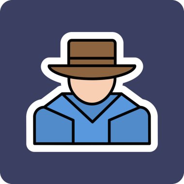 Şapkalı adam. Web simgesi basit illüstrasyon