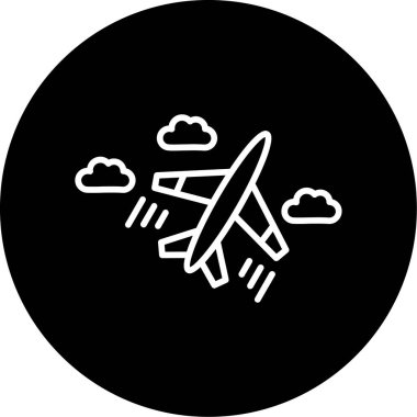 Bulutlarda uçan bir uçak. vektör illüstrasyonu 