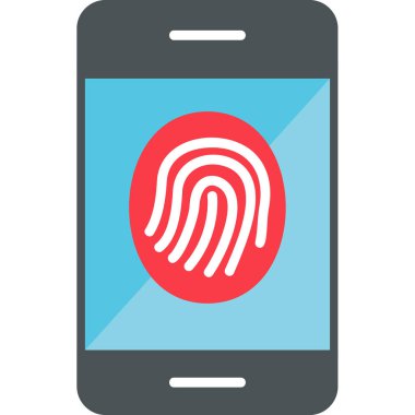 Parmak izi simgesi vektör çizelgesine sahip akıllı telefon