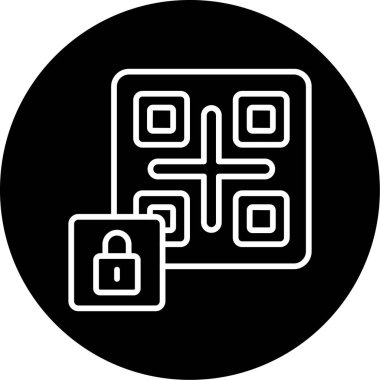 Asma Kilit Simgesi ile Qr Kodu, Vektör İllüstrasyonu 