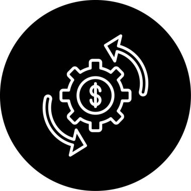 dişli ve dolar işareti web simgesi basit illüstrasyon