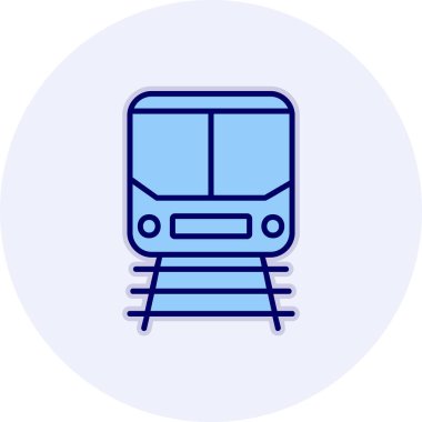 Demiryolu raylarındaki tren simgesi, vektör illüstrasyonu 