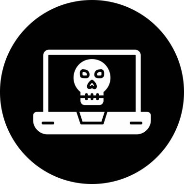 Laptop vektör çiziminde ölü kafatası simgesi