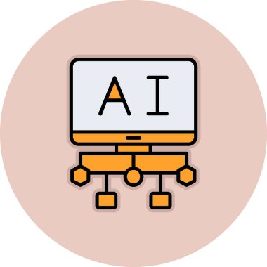 Yapay Zeka. Web simgesi basit illüstrasyon 