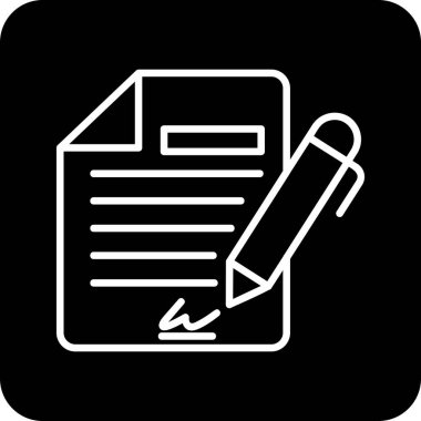 Sözleşme simgesi imzalama, basit vektör illüstrasyonu