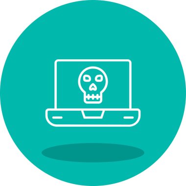 Laptop vektör çiziminde ölü kafatası simgesi