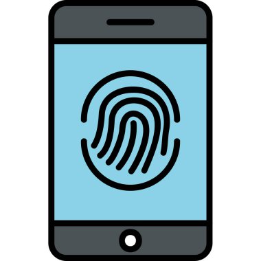 Parmak izi simgesi vektör çizelgesine sahip akıllı telefon