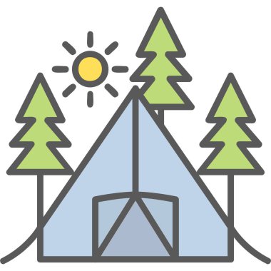 Kamp web simgesi vektör illüstrasyonu