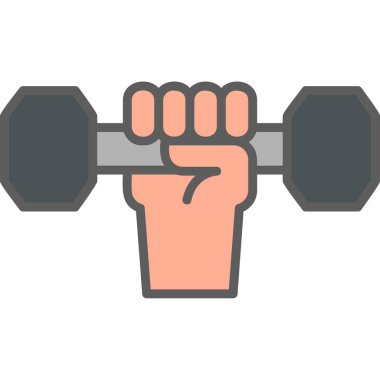 Dumbbell simgesi ile El 'in vektör illüstrasyonu 