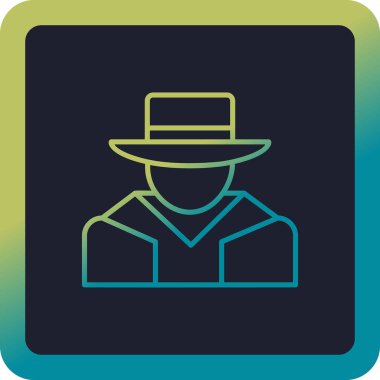 Şapkalı adam. Web simgesi basit illüstrasyon