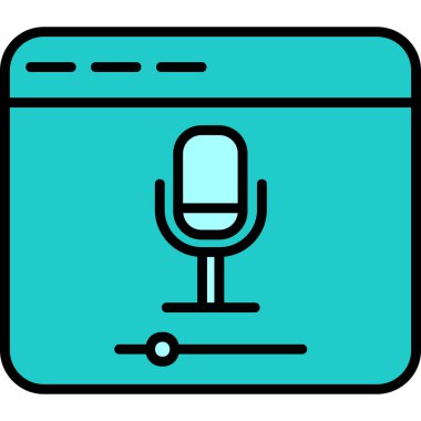 Çevrimiçi Kayıt, mikrofon ikonu vektör illüstrasyonu