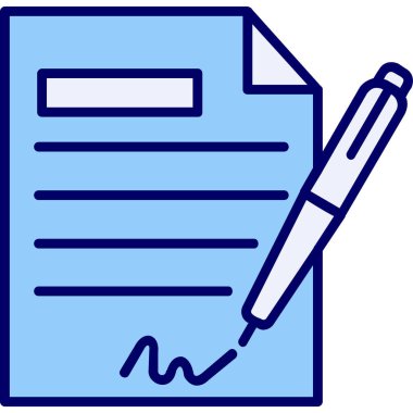 Sözleşme simgesi imzalama, basit vektör illüstrasyonu