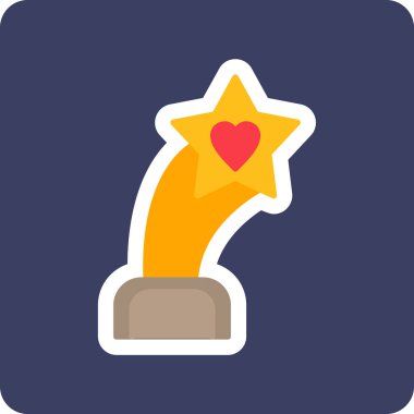 İçinde kalp olan yıldız şeklinde bir heykel. Web simgesi basit illüstrasyon