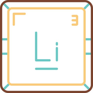 Lityum Li kimyasal element simgesi. Periyodik tablonun kimyasal elementi. Atom numarası ile imzala