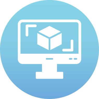 3D modelli bilgisayar ekranı, vektör illüstrasyonu