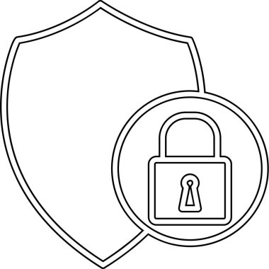 Güvenlik kalkanı simgesi, vektör illüstrasyonu