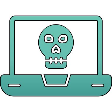 Laptop vektör çiziminde ölü kafatası simgesi
