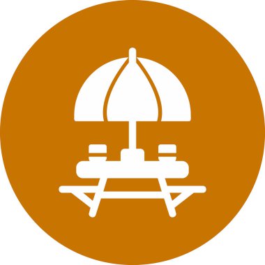 Sahildeki Açık Masa simgesinin vektör çizimi. 