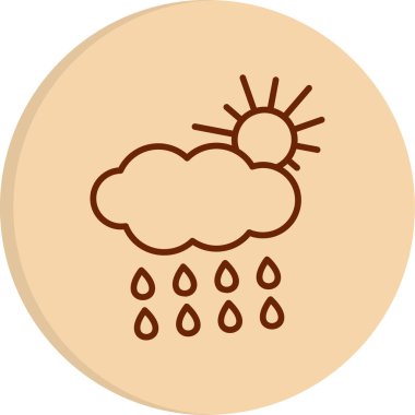 Yağmurlu bir hava. Web simgesi vektör illüstrasyonu 