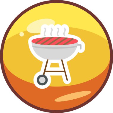 BBQ Grill web simgesi, vektör illüstrasyonu 