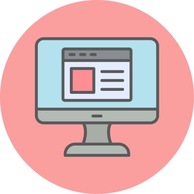 Web sitesi işareti, vektör illüstrasyonlu blog simgesi, bilgisayar ekranı