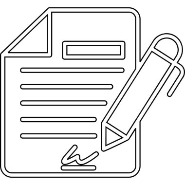 Sözleşme simgesi imzalama, basit vektör illüstrasyonu