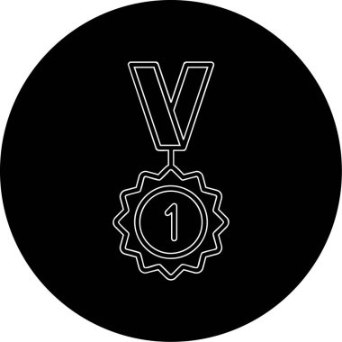 Kurdele ikon vektör illüstrasyonlu madalya 