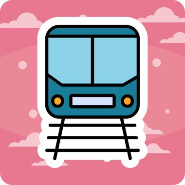 Demiryolu raylarındaki tren simgesi, vektör illüstrasyonu 