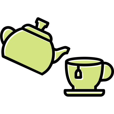 Çaydanlık ve çaydanlık ikon vektör çizimi