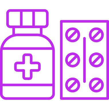 Haplı ilaç şişesi. Web simgesi basit illüstrasyon