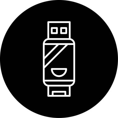 USB Çubuk Kalem Sürücüsü Simgesi, Vektör İllüstrasyonu 