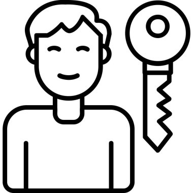 Anahtar Kişisi Simgesi Basit Vektör İllüstrasyonu