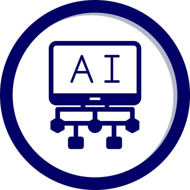 Yapay Zeka. Web simgesi basit illüstrasyon 