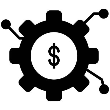 Varlık Yönetimi simgesi. Çarklı dolar sembolü, vektör illüstrasyonu 