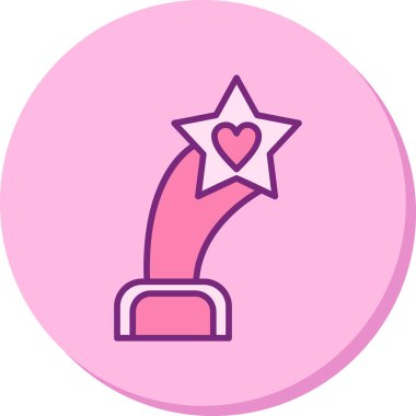 İçinde kalp olan yıldız şeklinde bir heykel. Web simgesi basit illüstrasyon