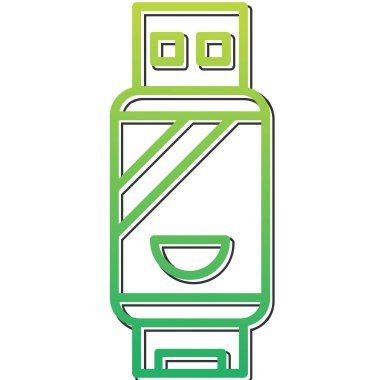 USB Çubuk Kalem Sürücüsü Simgesi, Vektör İllüstrasyonu 