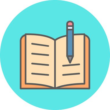 kitap ve kalem ikonu vektör illüstrasyonu