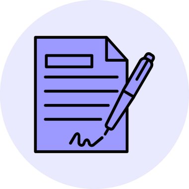 Sözleşme simgesi imzalama, basit vektör illüstrasyonu