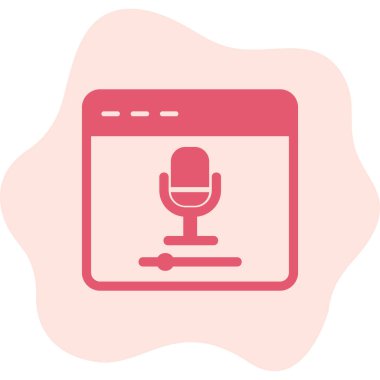 Çevrimiçi Kayıt, mikrofon ikonu vektör illüstrasyonu