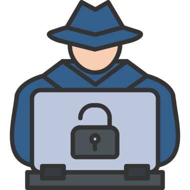 Hacker siber saldırı simgesi, vektör illüstrasyonu