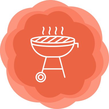 BBQ Grill web simgesi, vektör illüstrasyonu 