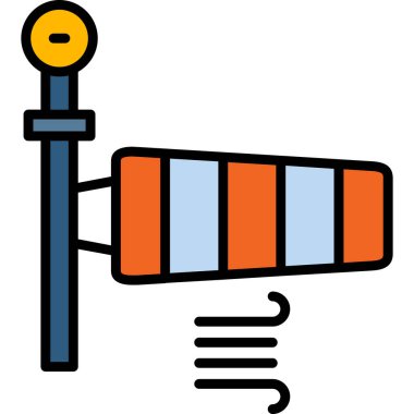 Rüzgâr Sock rüzgar hızı ve yön çizelgesi, vektör çizimi. Rüzgar Bayrağı 