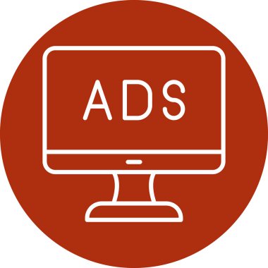 Web reklam simgesi, metin reklamları ile monitör, vektör illüstrasyonu